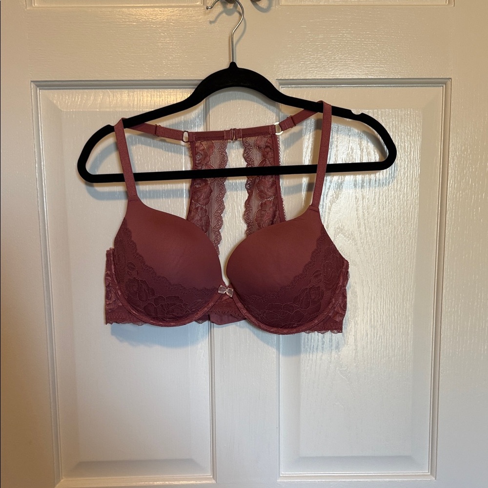 Lace Racerback T-Shirt Bra - Dusty Rose